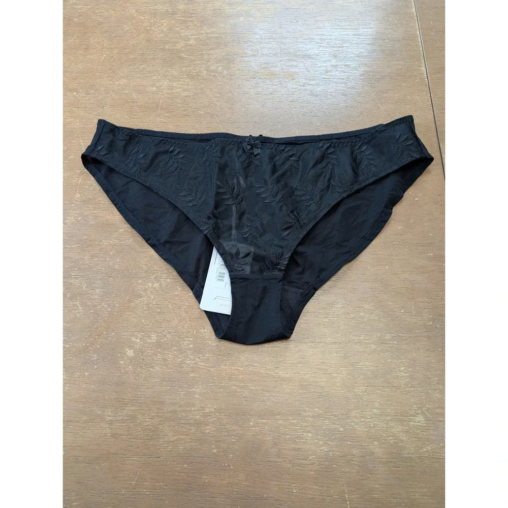 Panache Superbra Tango II Brief‎ Black Leaf Embroidered Mesh Panty 3255 XXL NEW